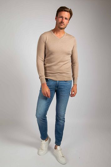 Suitable Merino Pullover V-Hals Beige