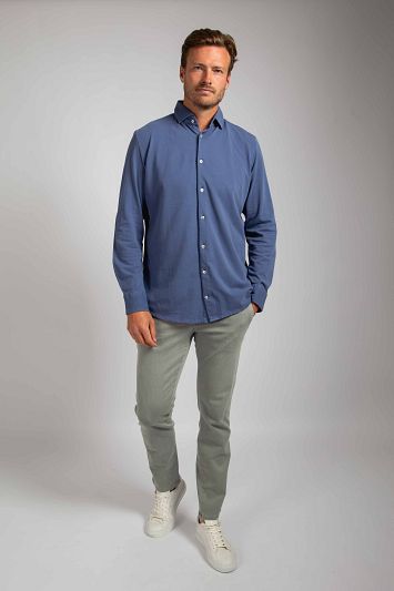 Suitable Piqué Overhemd Jeans Blauw