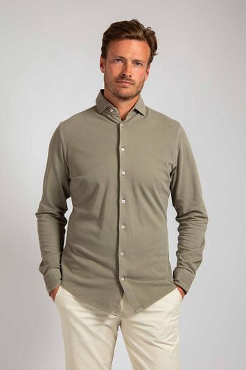 Suitable Piqué Overhemd Taupe