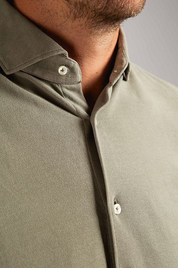 Suitable Piqué Overhemd Taupe