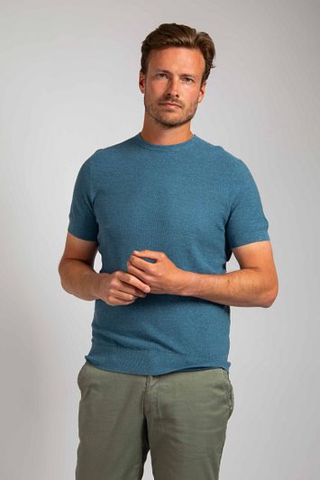 Suitable Piqué T-shirt Linnen Blauw