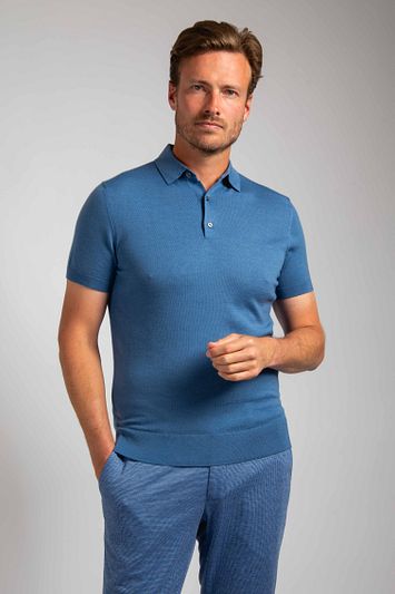 Suitable Polo Merinowol Blauw