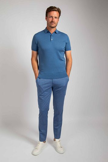 Suitable Polo Merinowol Blauw