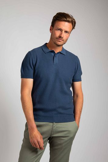Suitable Respect Polo Structure Knit Blauw