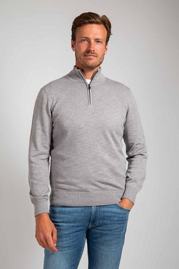 Suitable Slub Yarn Half Zip Trui Grijs