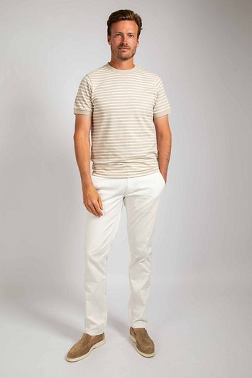 Suitable T-shirt Isaac Stripe Piqué Pebble