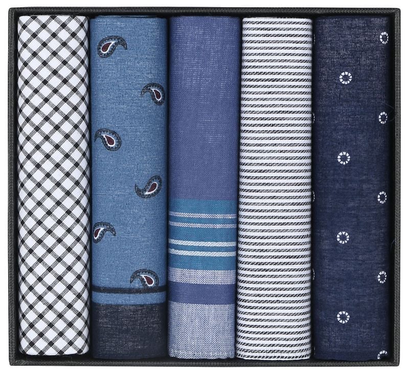 Suitable Zakdoeken 5-Pack Dessin Dark Blue
