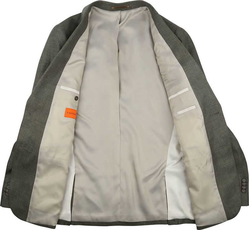 Suitable Blazer Linnen Panama Olijfgroen