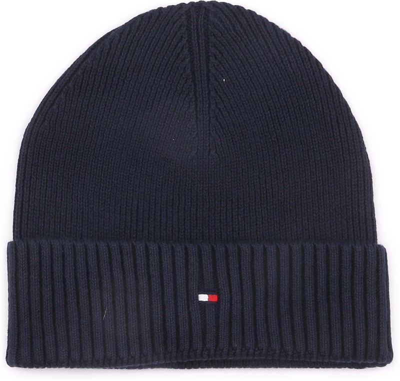 Tommy Hilfiger Blauwe Pima Katoen Vlag Beanie Blue Heren