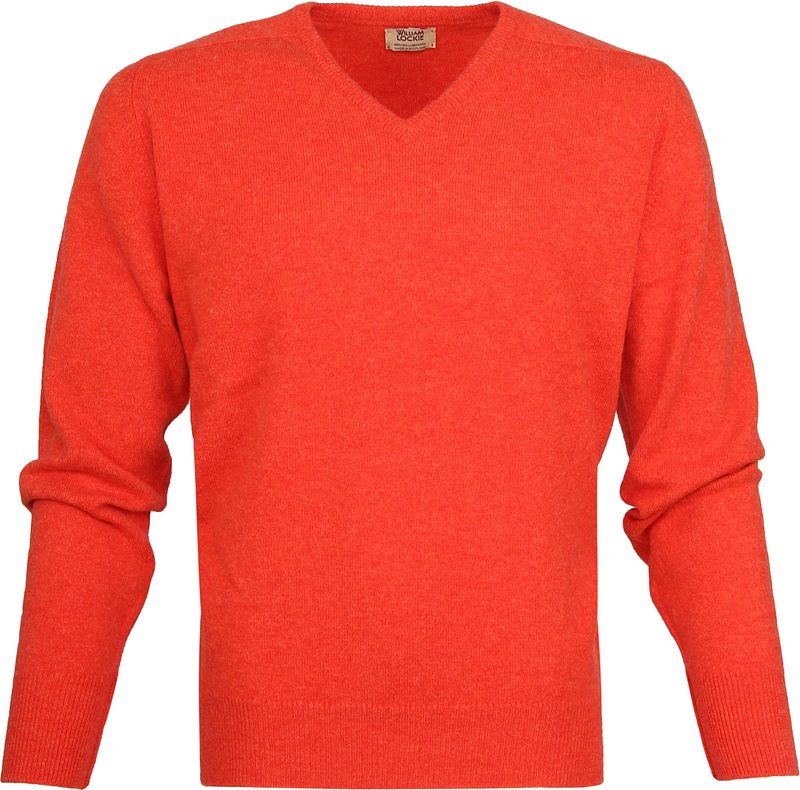 William Lockie Pull Laine d'Agneau Col-V Inferno Orange taille M