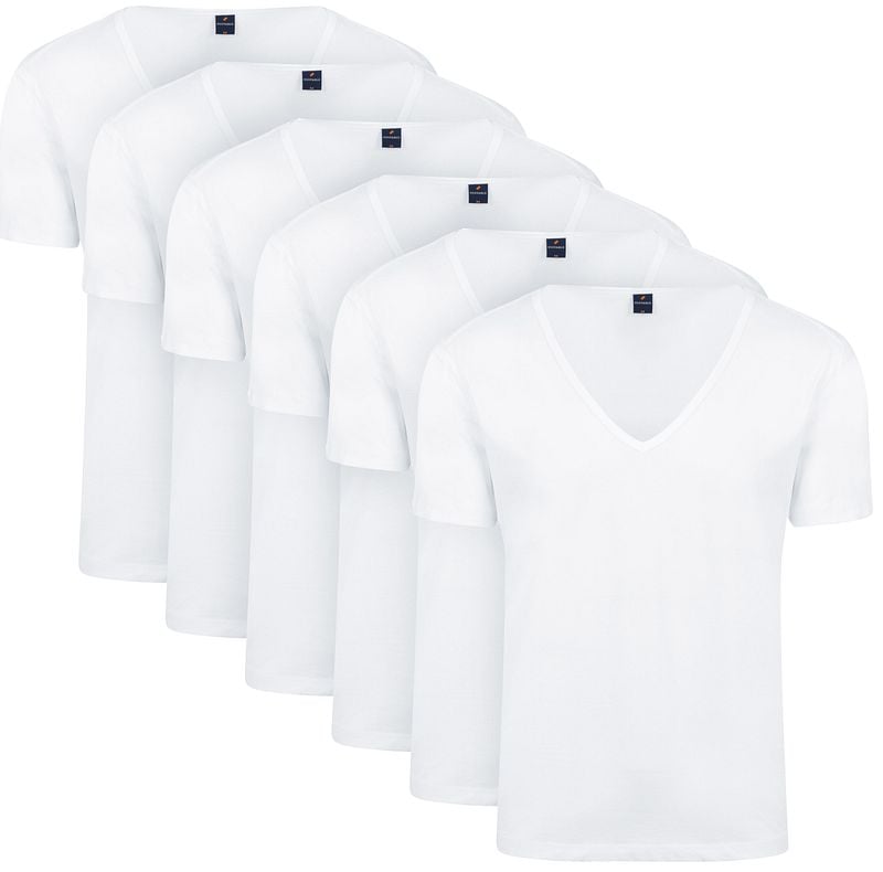 Suitable Vitaru T-Shirt Tiefer V-Ausschnitt Weiß 6-Pack - Größe XL günstig online kaufen