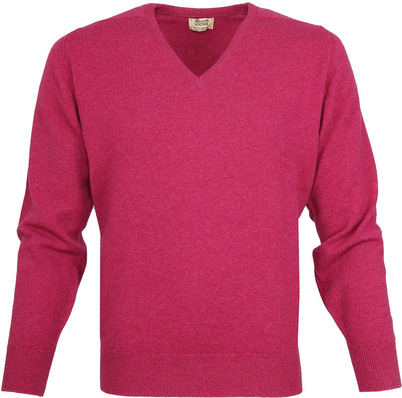 William Lockie Pull Laine d'Agneau Col-V Vegas Rose taille L