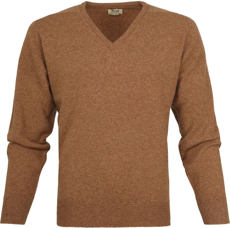William Lockie Pull Laine d'Agneau Col-V Savannah Marron taille M