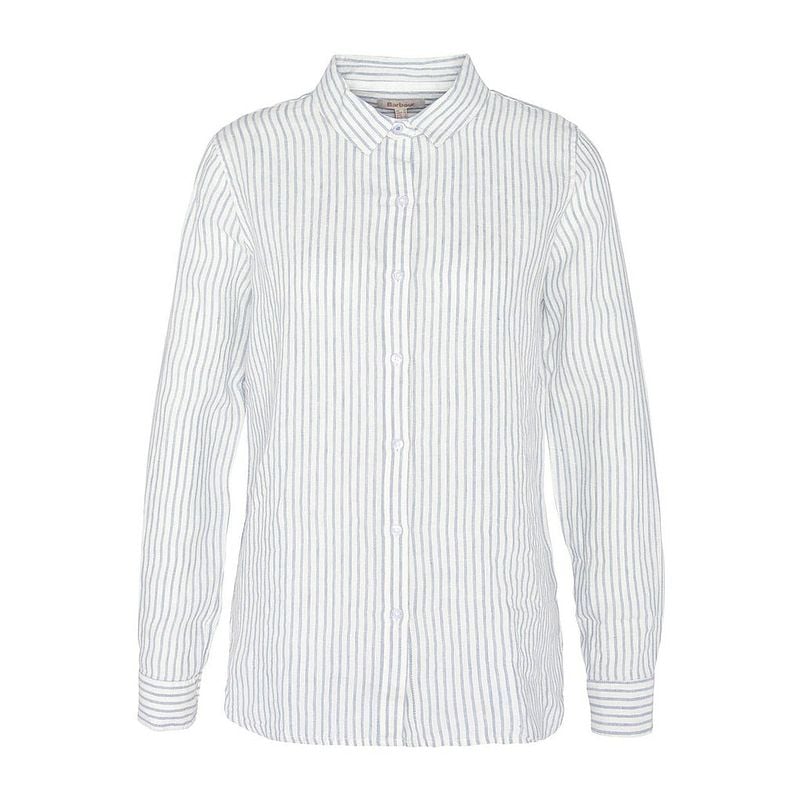 Barbour Chambray Stripe Linnen Overhemd White