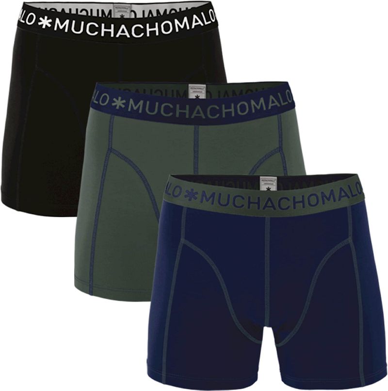 Muchachomalo Boxers Lot de 3 186  Noir Bleu foncé Vert foncé Bleu Vert taille S