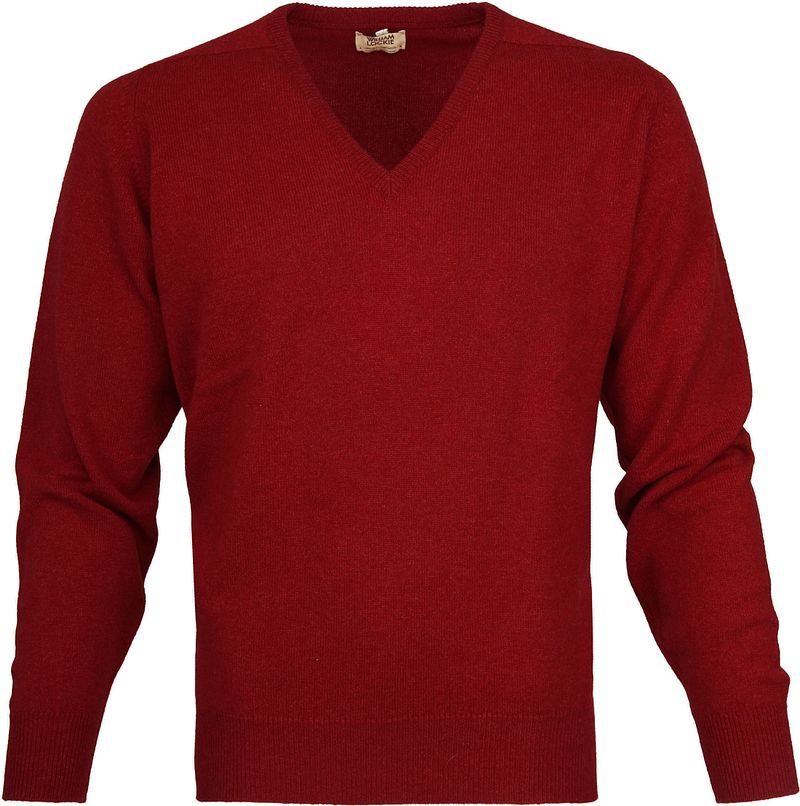 William Lockie Pull Laine d'Agneau Col-V Poppy  Rouge taille M
