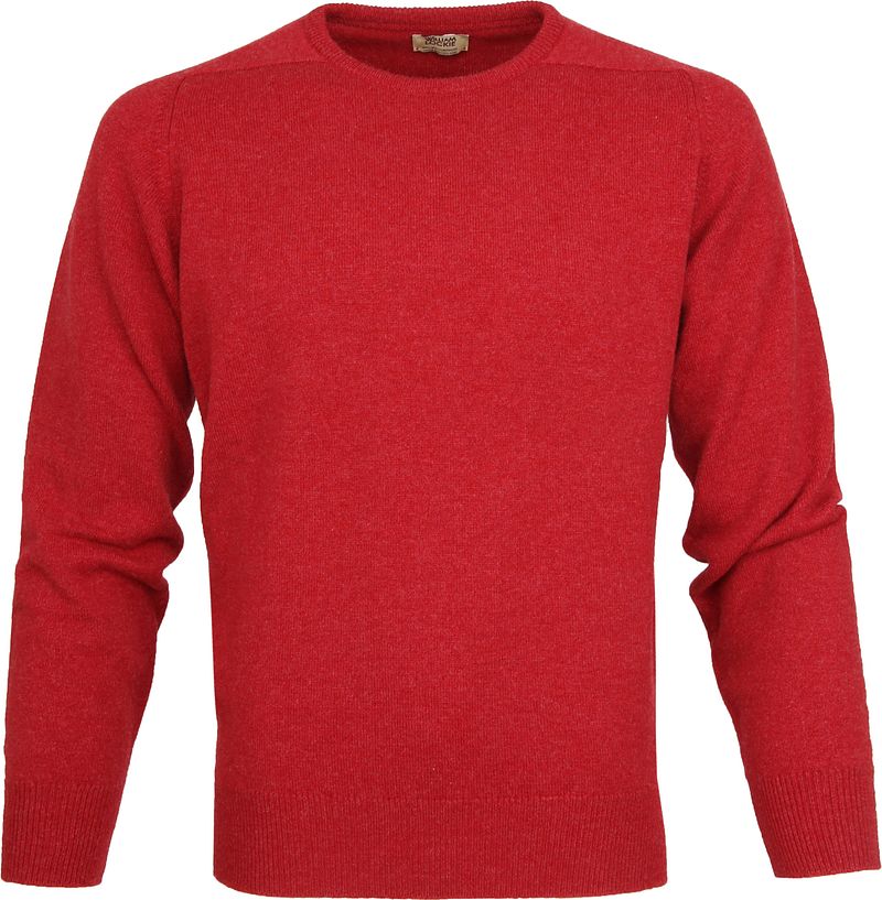 William Lockie Pull Laine d'Agneau Col Rond Mélange Poppy  Rouge taille M