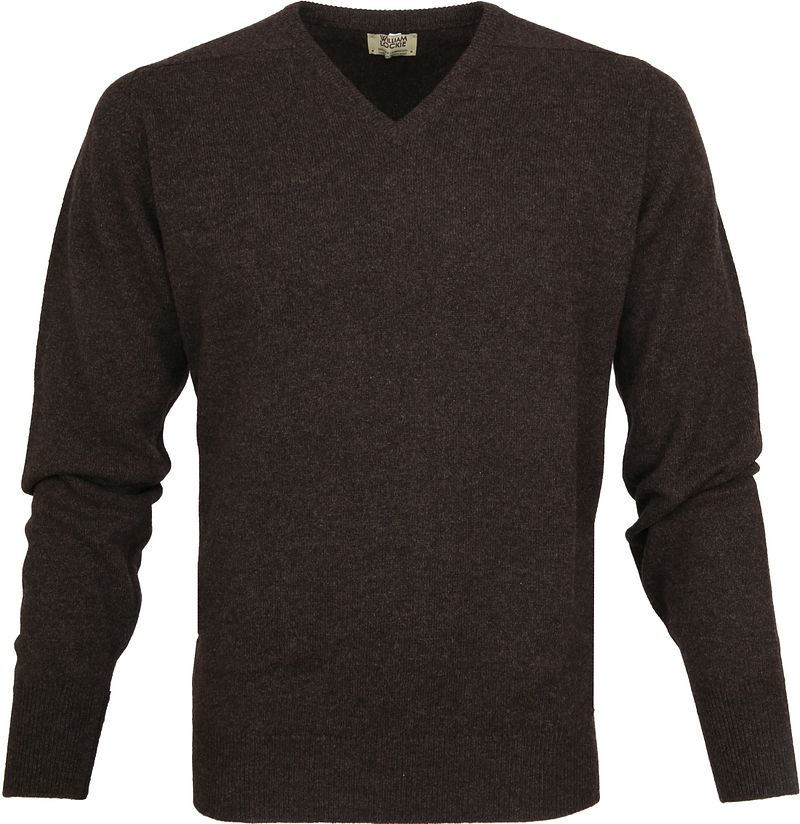 William Lockie Pull Laine d'Agneau Col-V Cacao Marron taille L