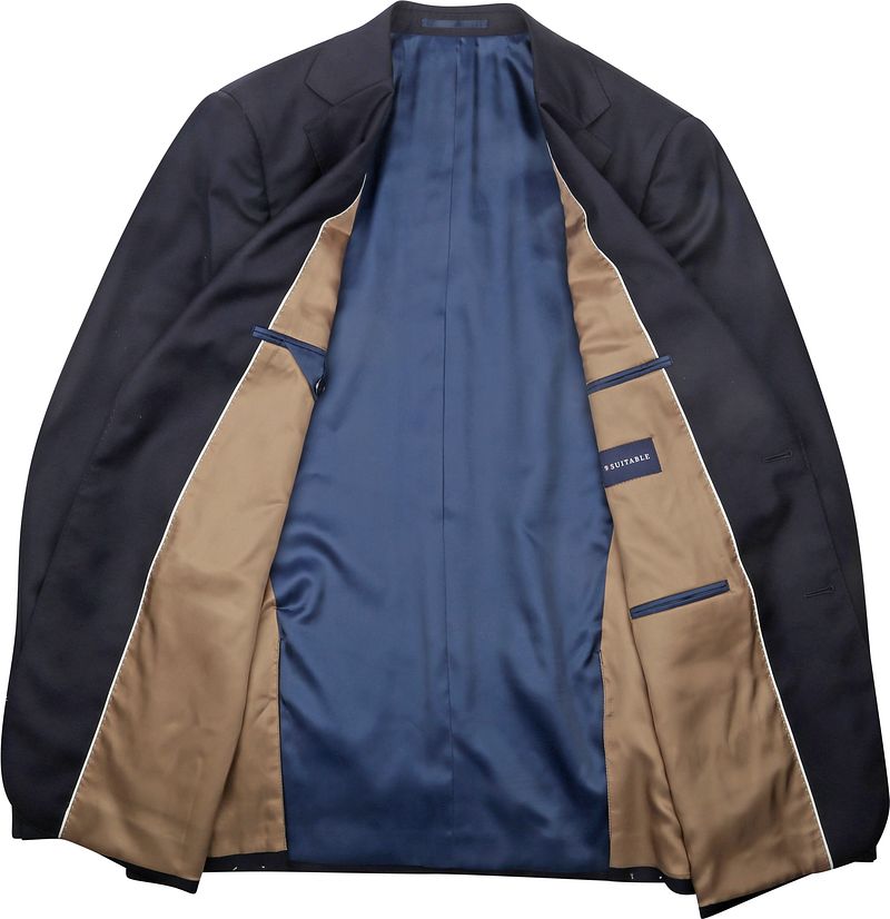 Suitable Kostuum Wol Navy