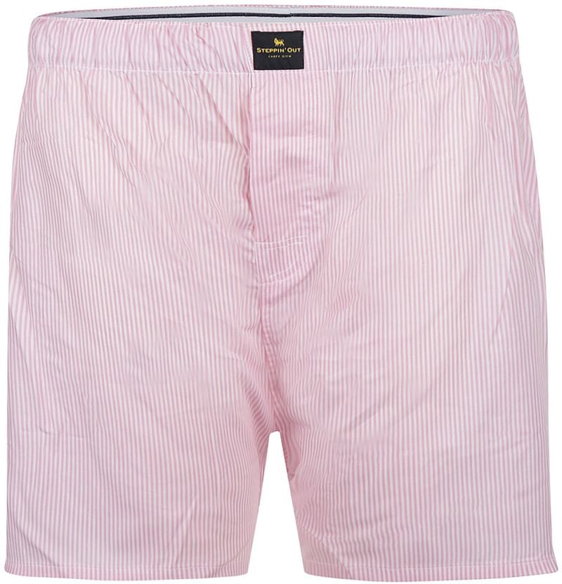 Steppin' Out Boxershort Poplin Streep Lichtroze