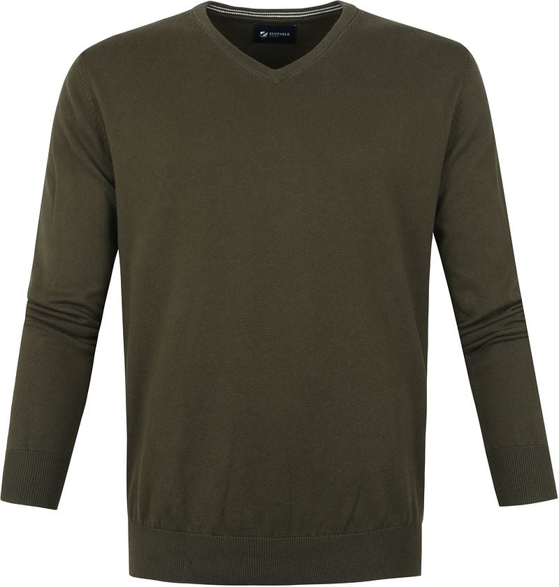 Suitable Respect Pull Vini Col-V Olive Vert Vert foncé taille M