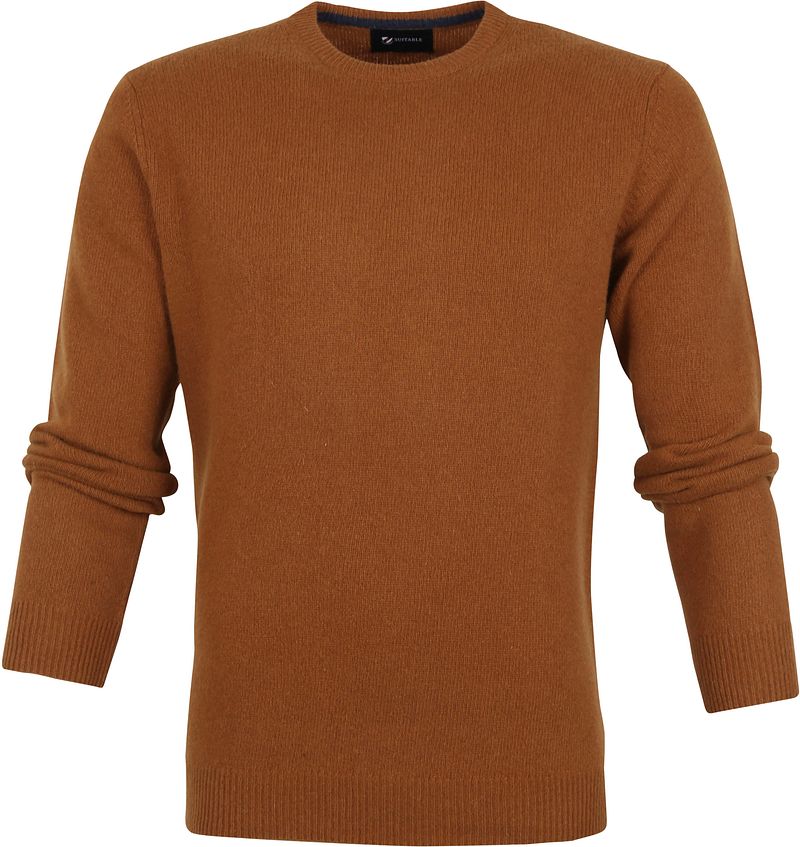 Suitable Pull Agneline Col Rond Camel Marron taille L