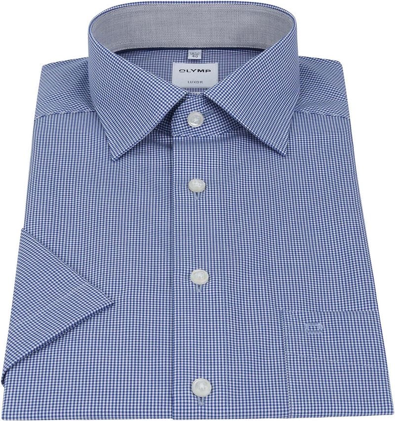 OLYMP Hemd  Luxor Kurzarm Karo Royal Blau - Größe 47 günstig online kaufen