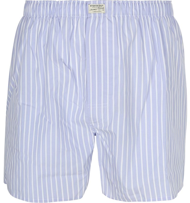 Steppin' Out Boxershort Poplin gestreept Lichtblauw