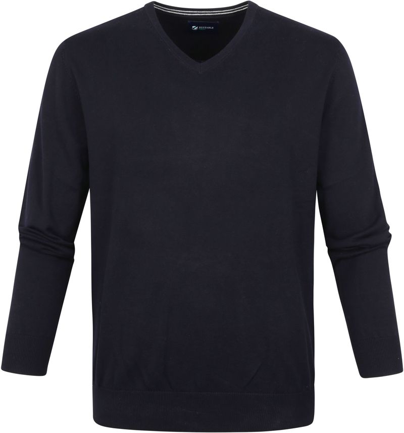 Suitable Respect Vini Pullover V-Hals Donkerblauw
