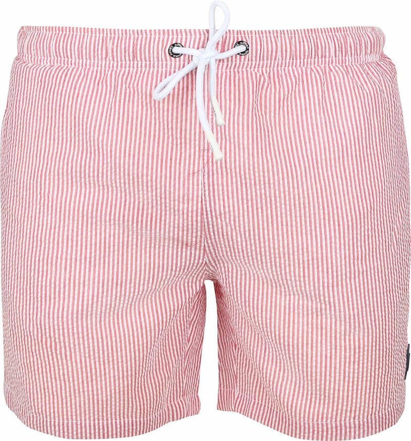 Suitable Zwembroek Stripe Seersucker Rood