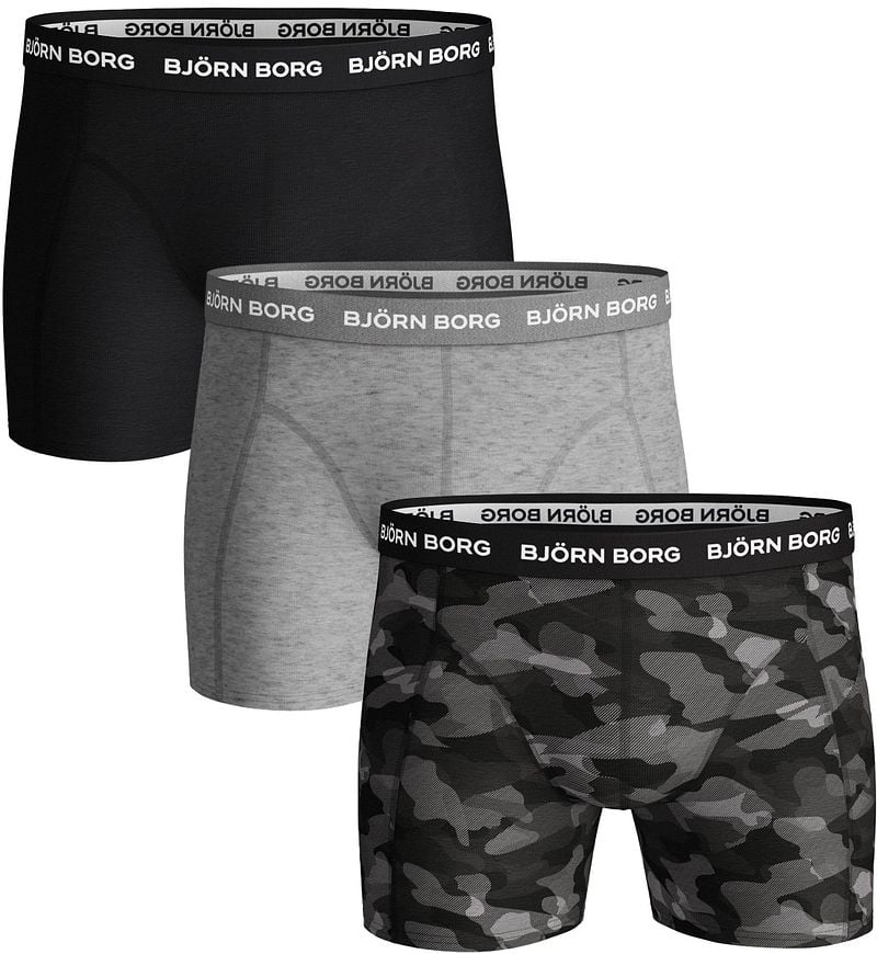 Bjorn Borg Cotton Stretch Boxershorts 3er-Pack Schwarz Grau - Größe L günstig online kaufen