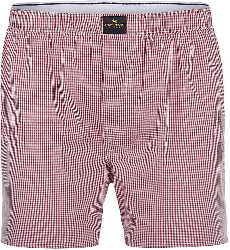 Steppin' Out Boxershort Poplin Ruiten Rood