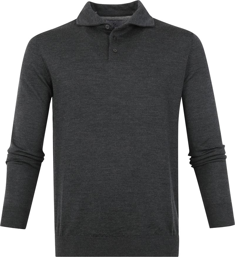 Suitable Prestige Polo Anton Manches Longues Laine Mérinos Anthr Anthracite Gris taille M