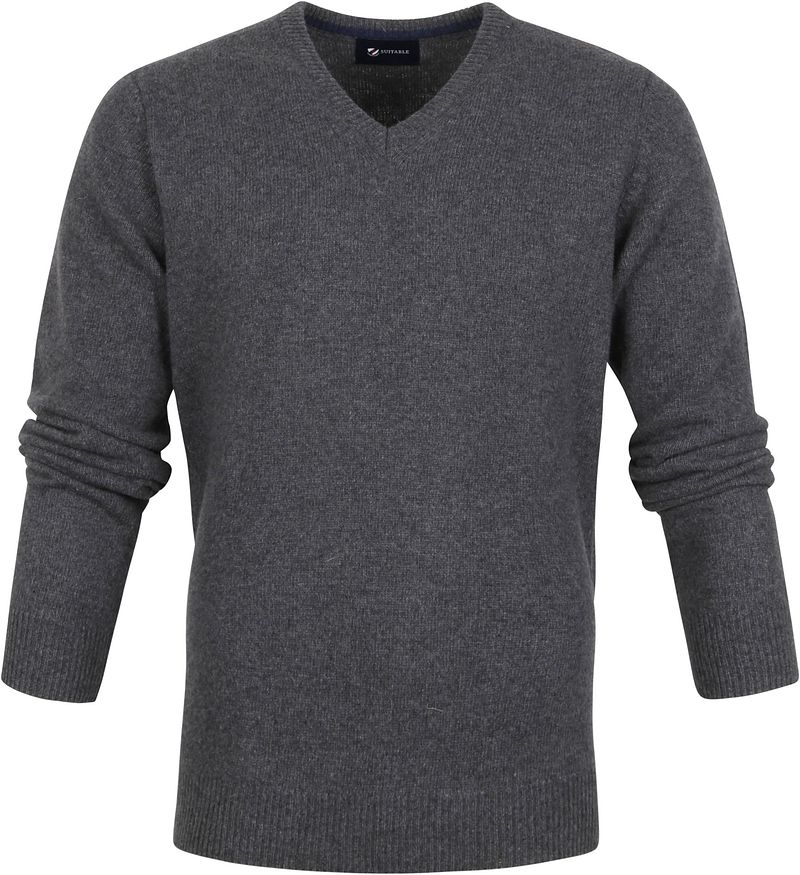 Suitable Pull Agneline Col-V Gris Anthracite taille M