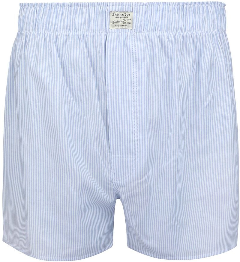 Steppin' Out Boxershort Striped Oxford Blauw