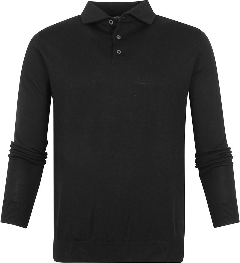 Suitable Prestige Polo Anton Manches Longues Laine Mérinos Noir taille L
