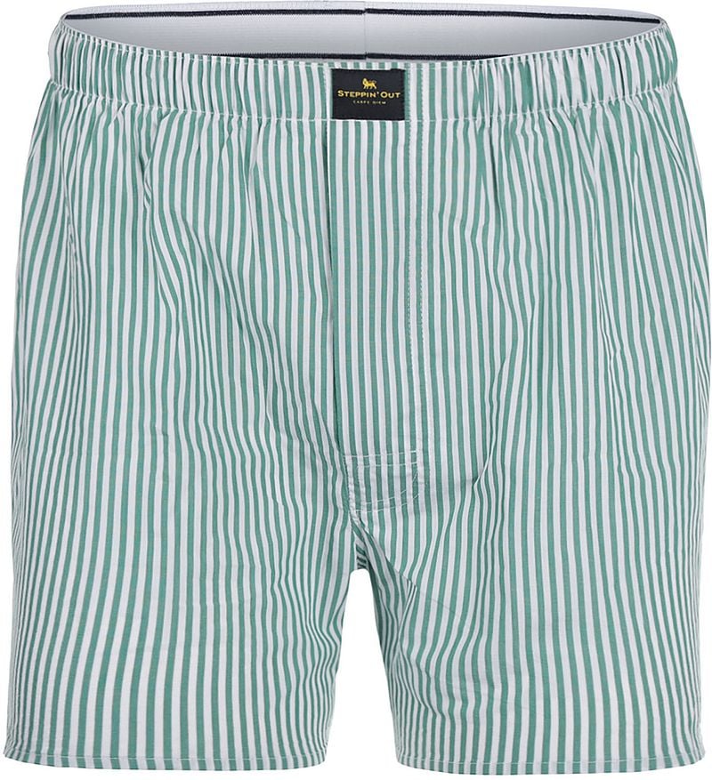 Steppin' Out Boxershort Streep Poplin Groen