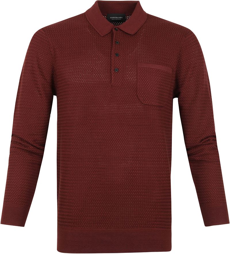 Scotch and Soda Polo Manches Longues Bordeaux Rouge taille S