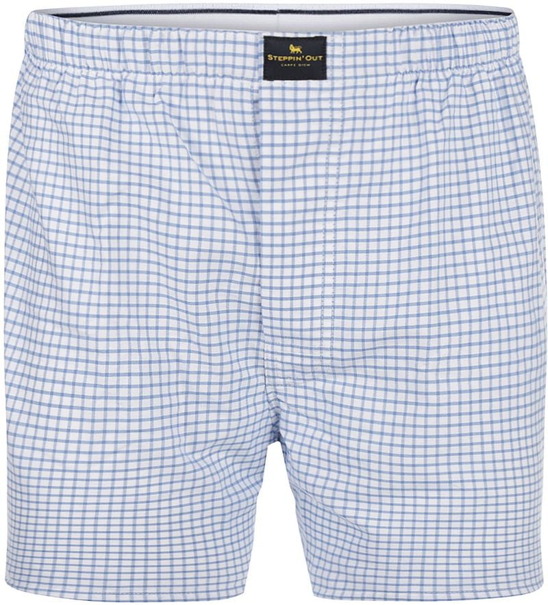 Steppin' Out Boxershort Oxford Ruiten Lichtblauw