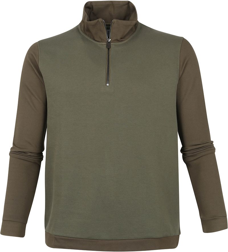 Suitable Prestige Pull-over Haco Demi-Zip Olive Vert Vert foncé taille M