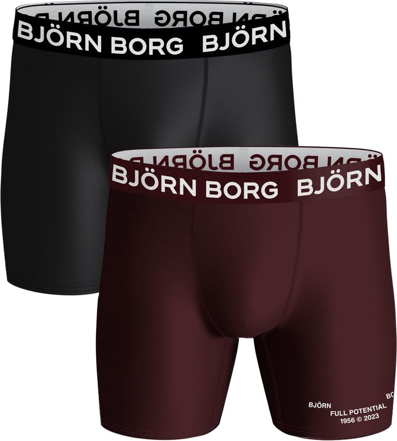 Bjorn Borg Björn Borg Performance Boxershorts 2-Pack Zwart Bordeaux
