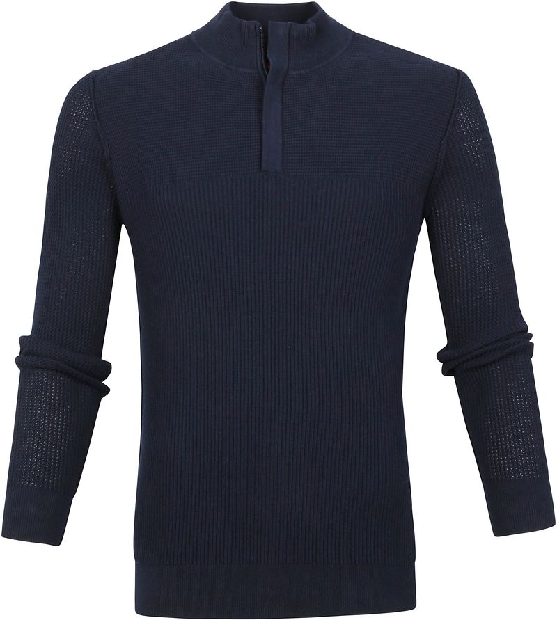 Suitable Pull-over George Demi-Zip Foncé Bleu Bleu foncé taille M