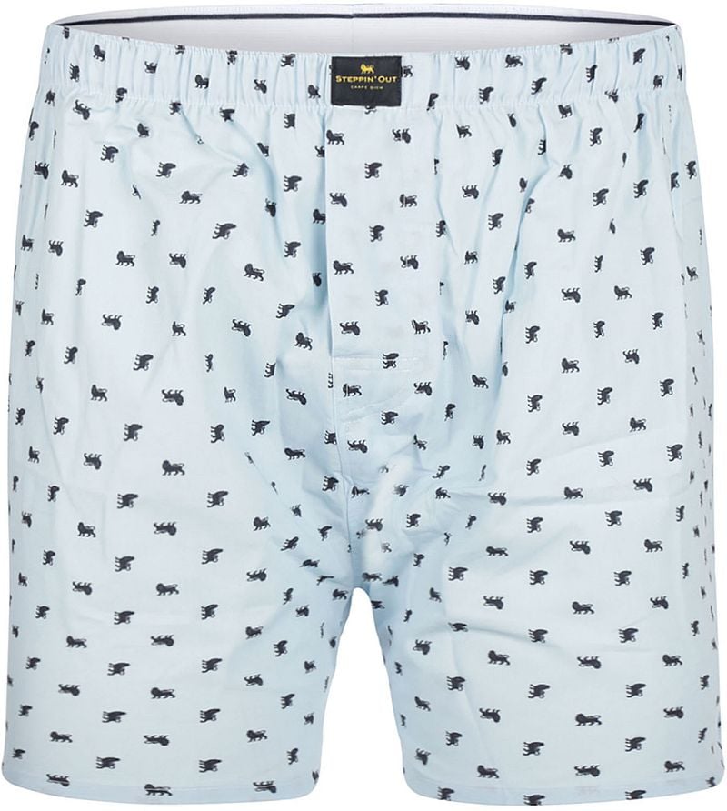 Steppin' Out Boxershort Print Poplin Lichtblauw