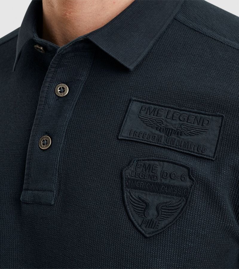 PME Legend Long Sleeve Poloshirt Structuur Navy