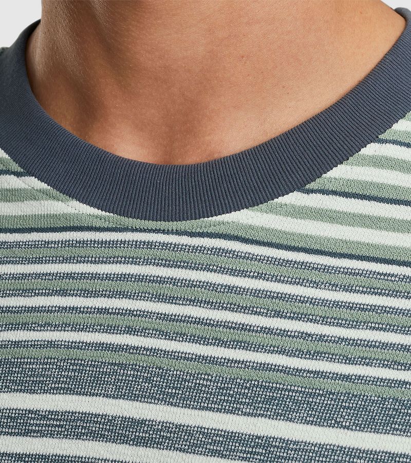 Cast Iron T-shirt Strepen Blauw Groen