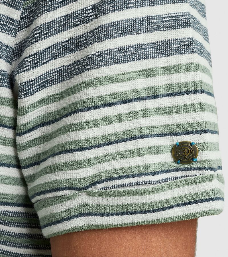Cast Iron T-shirt Strepen Blauw Groen