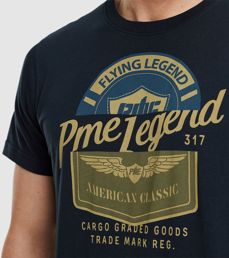 PME Legend Single Jersey T-Shirt Print Blauw