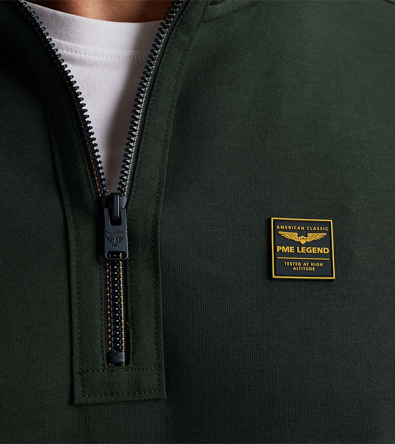 PME Legend Half Zip Trui Interlock Olijfgroen