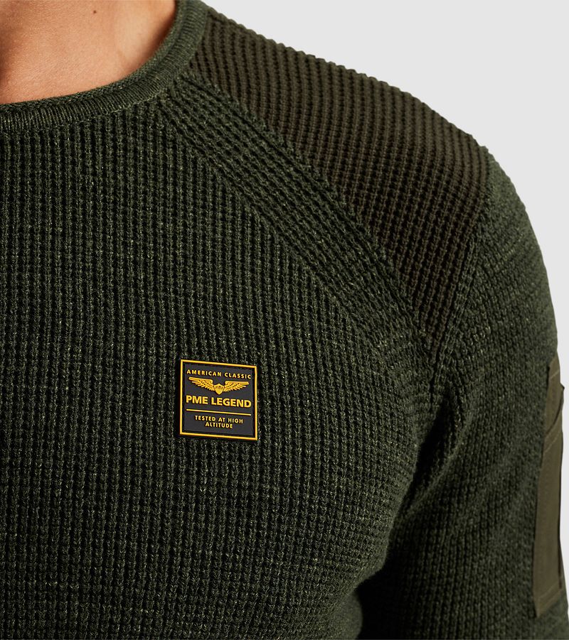 PME Legend Trui Rib Melange Donkergroen