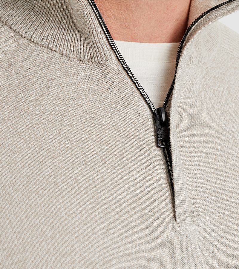 Vanguard Trui Half Zip Melange Ecru